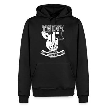 Votre lard voulait vivre (blanc) - Sweat à capuche Premium bio Homme - noir - Devant - Nico (187cm)