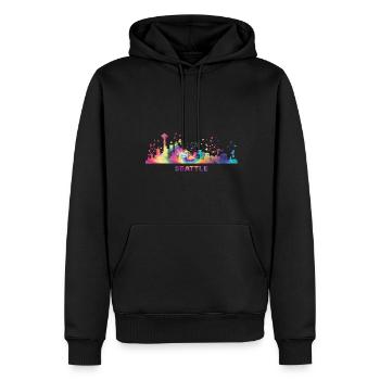 Seattleite Skyline Seattle - Männer Premium Bio Hoodie - Schwarz - Vorne - Nico (187cm)