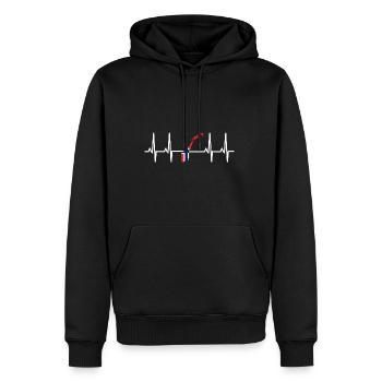 Drapeau Norvège Battement de coeur Oslo UE Europe EKG Odin - Sweat à capuche Premium bio Homme - noir - Devant - Nico (187cm)
