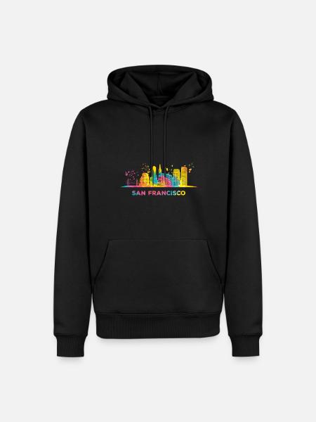 Panorama San Francisco - Ekologiczna męska bluza z kapturem Premium - czarny