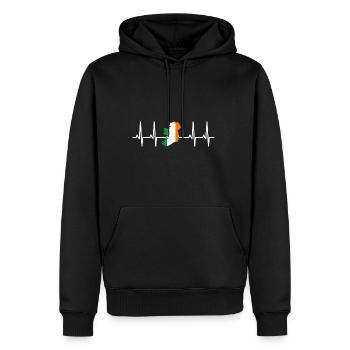 Irland Flagge Herzschlag EKG Puls Land Heartbeat - Männer Premium Bio Hoodie - Schwarz - Vorne - Nico (187cm)