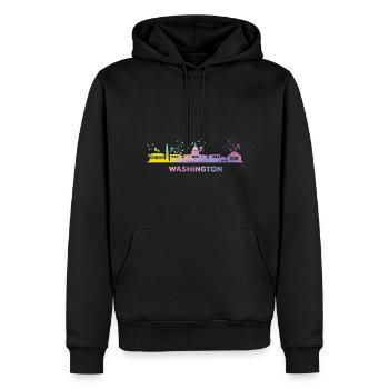 Washingtoner Skyline Washington - Männer Premium Bio Hoodie - Schwarz - Vorne - Nico (187cm)