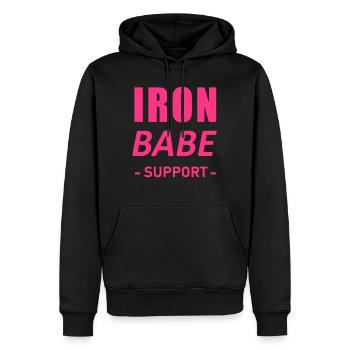 Prise en charge d’IRONBABE - Sweat à capuche Premium bio Homme - noir - Devant - Nico (187cm)