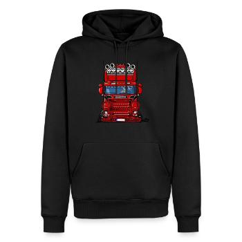 0777 ROTER LKW SCHWEDEN - Männer Premium Bio Hoodie - Schwarz - Vorne - Nico (187cm)