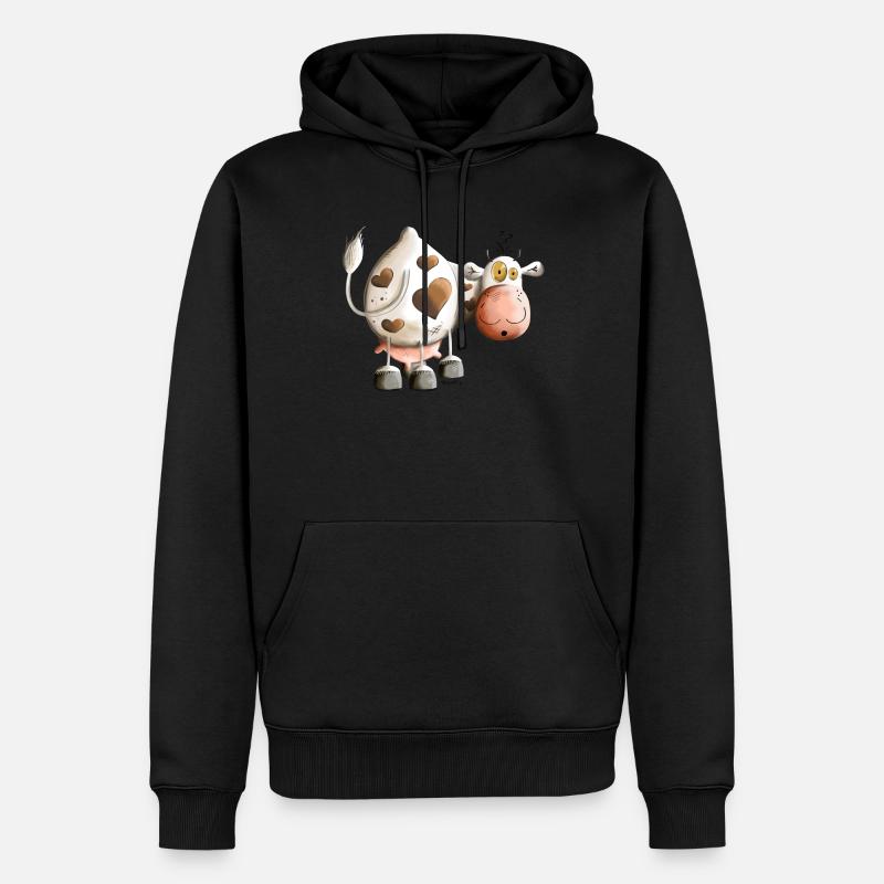 Kuh mit Herz - Männer Premium Bio Hoodie - Schwarz