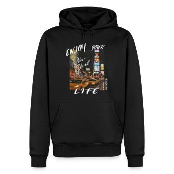 New York City - Männer Premium Bio Hoodie - Schwarz - Vorne - Nico (187cm)