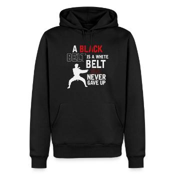 Karaté, Ceinture Noire - Sweat à capuche Premium bio Homme - noir - Devant - Nico (187cm)