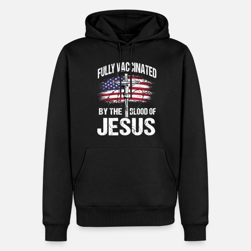 Geimpft Mit Dem Blut Gottes - Männer Premium Bio Hoodie - Schwarz