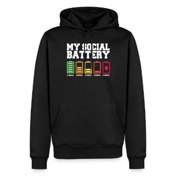 Meine Soziale Batterie Ist Niedrig - Männer Premium Bio Hoodie - Schwarz - Vorne - Nico (187cm)
