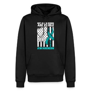 PTSD awareness that you are not alone - Men’s Premium Organic Hoodie - black - Front - Nico (187cm)