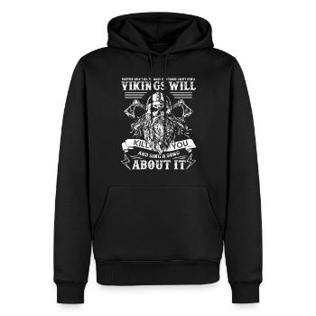 Wikinger Wikinger Nordmythologie - NORSE - Männer Premium Bio Hoodie - Schwarz - Vorne - Nico (187cm)