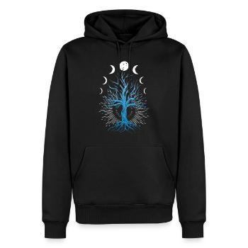 Mondphasen Hexerei-Hexen-Baum Des Lebens - Männer Premium Bio Hoodie - Schwarz - Vorne - Nico (187cm)