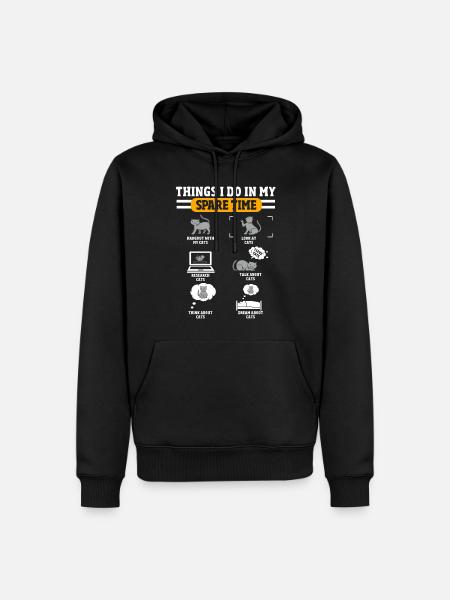Lustiger Katzenbesitzer, Katzen - Herre Premium økologisk hoodie - sort