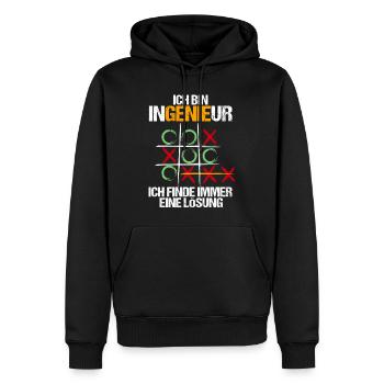 Ingenieur, Ich finde immer eine Lösung - Männer Premium Bio Hoodie - Schwarz - Vorne - Nico (187cm)
