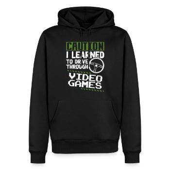Ich Habe Gelernt, Durch Videospiele Zu Fahren - Männer Premium Bio Hoodie - Schwarz - Vorne - Nico (187cm)