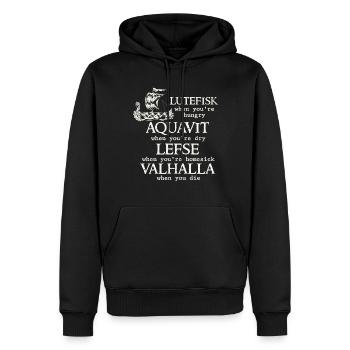 Poe scandinave, Viking, Lutéfisk - Sweat à capuche Premium bio Homme - noir - Devant - Nico (187cm)