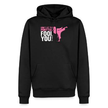 Karate-Mädchen, Karate-Sport - Männer Premium Bio Hoodie - Schwarz - Vorne - Nico (187cm)