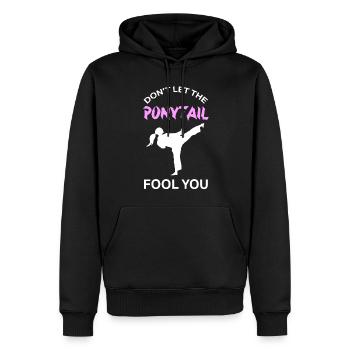 Karate-Mädchen, Karate-Sport - Männer Premium Bio Hoodie - Schwarz - Vorne - Nico (187cm)