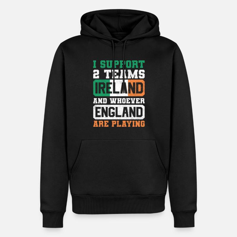 Irlande, Angleterre, Rugby - Sweat à capuche Premium bio Homme - noir