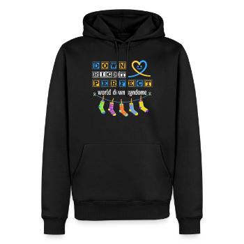 Parfait droit, syndrome de Down mondial - Sweat à capuche Premium bio Homme - noir - Devant - Nico (187cm)