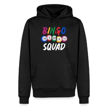 Bingo, Joueurs de Bingo, Bingo Squad - Sweat à capuche Premium bio Homme - noir - Devant - Nico (187cm)
