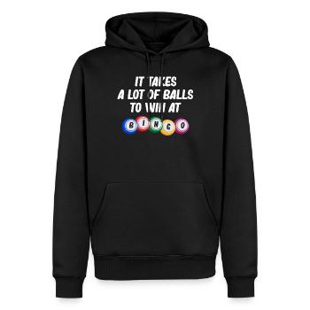 Joueurs de Bingo, Bingo, Boules de Bingo - Sweat à capuche Premium bio Homme - noir - Devant - Nico (187cm)