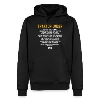 Traktor Unser, Traktoren, Bauer, Landwirt - Männer Premium Bio Hoodie - Schwarz - Vorne - Nico (187cm)