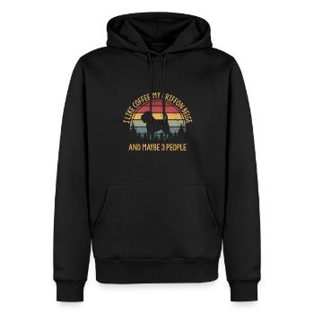 J’aime le café mon griffon belge et peut-être 3 personnes - Sweat à capuche Premium bio Homme - noir - Devant - Nico (187cm)
