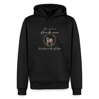 eine Hundehaare das ist Xoloitzcuintle Glitzer - Männer Premium Bio Hoodie - Schwarz - Vorne - Nico (187cm)