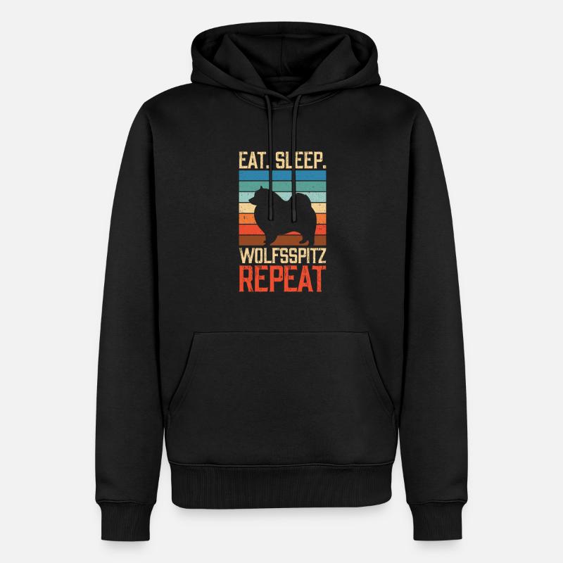 Manger dormir Wolfsspitz Répéter - Sweat à capuche Premium bio Homme - noir