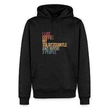 I like coffee my Xoloitzcuintle and maybe 3 people - Men’s Premium Organic Hoodie - black - Front - Nico (187cm)