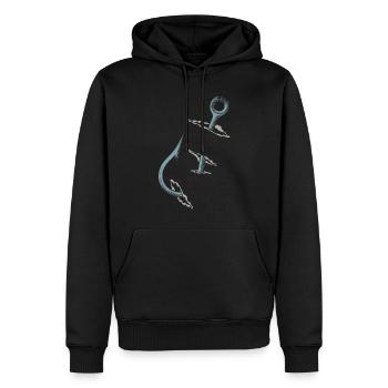 Pêcheurs, pêche, hameçons - Sweat à capuche Premium bio Homme - noir - Devant - Nico (187cm)