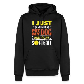 Il suffit de caresser mon chien et de jouer au softball - Sweat à capuche Premium bio Homme - noir - Devant - Nico (187cm)