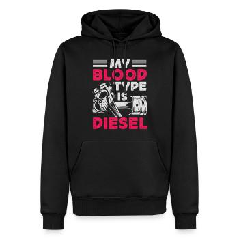 Mon groupe sanguin est diesel, chauffeur de camion - Sweat à capuche Premium bio Homme - noir - Devant - Nico (187cm)