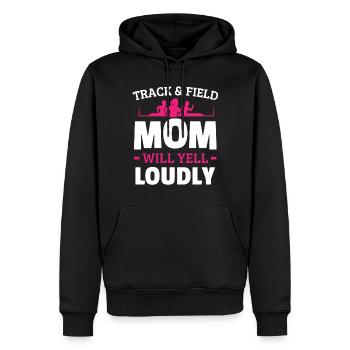 Maman athlétisme, criera fort - Sweat à capuche Premium bio Homme - noir - Devant - Nico (187cm)