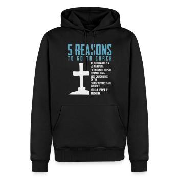 5 raisons d’aller à l’église - Sweat à capuche Premium bio Homme - noir - Devant - Nico (187cm)
