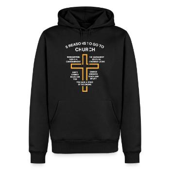 5 raisons d’aller à l’église - Sweat à capuche Premium bio Homme - noir - Devant - Nico (187cm)