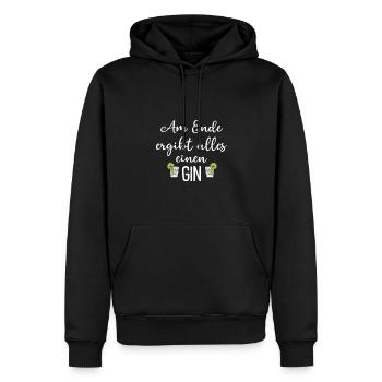 Am Ende ergibt alles einen Gin - Männer Premium Bio Hoodie - Schwarz - Vorne - Nico (187cm)