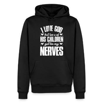 Ich Liebe Gott, Aber Einige Seiner Kinder Christen - Männer Premium Bio Hoodie - Schwarz - Vorne - Nico (187cm)