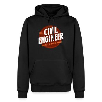 Je suis ingénieur civil - Sweat à capuche Premium bio Homme - noir - Devant - Nico (187cm)