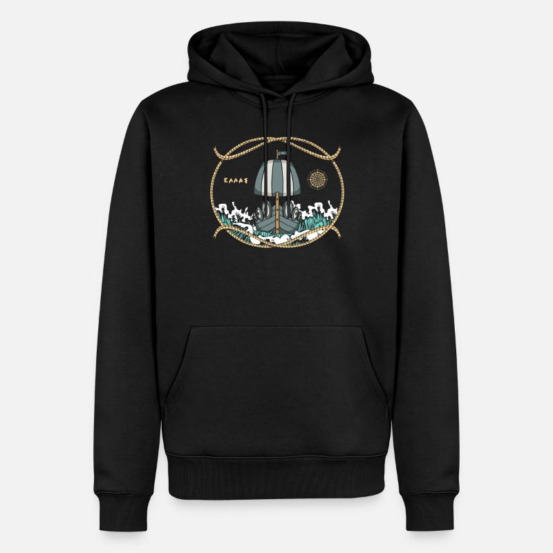 Bateau d’histoire de la Grèce antique - Sweat à capuche Premium bio Homme - noir