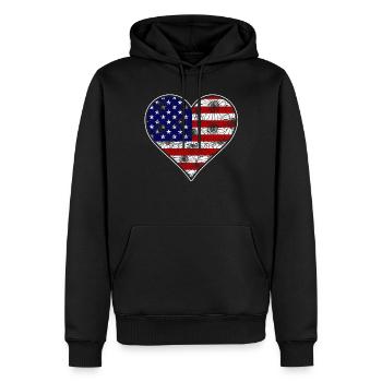 US -patriotisches Herz Mit Der USA Flagge 4. Juli - Männer Premium Bio Hoodie - Schwarz - Vorne - Nico (187cm)