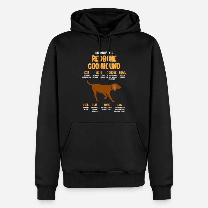 Anatomie Eines Redbone Coonhounds - Männer Premium Bio Hoodie - Schwarz