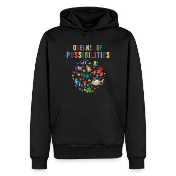 Océan de possibilités, lecteurs, lecture - Sweat à capuche Premium bio Homme - noir - Devant - Nico (187cm)