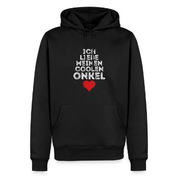 Ich liebe meinen coolen Onkel - Männer Premium Bio Hoodie - Schwarz - Vorne - Nico (187cm)