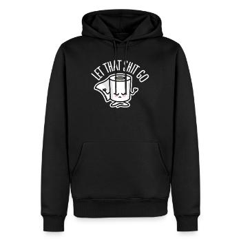 Funny Meditation Let that Shit go Toilet Paper Zen - Men’s Premium Organic Hoodie - black - Front - Nico (187cm)