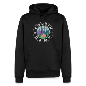 Cousin Camp, Camping en plein air - Sweat à capuche Premium bio Homme - noir - Devant - Nico (187cm)