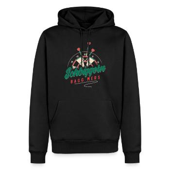 Dart Dart spielen, Schbiggern Fränkisch - Männer Premium Bio Hoodie - Schwarz - Vorne - Nico (187cm)