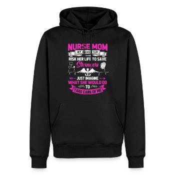 Infirmière Maman - Sweat à capuche Premium bio Homme - noir - Devant - Nico (187cm)