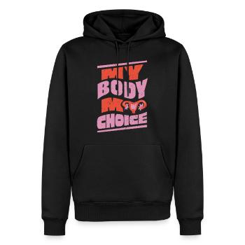 L’avortement, mon corps mon choix - Sweat à capuche Premium bio Homme - noir - Devant - Nico (187cm)